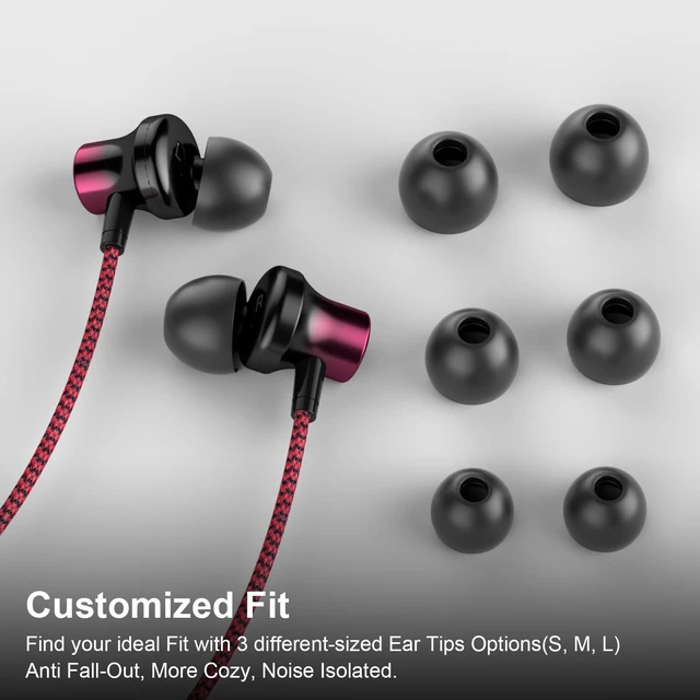 Alt view image 6 of 7 - USB C Wired Headphones Magnetic in Ear Type C Earbuds Mic Nylon Black Red Tangle-Free USB C Earphones for iPhone 18 Pro Max Galaxy S26 FE S25 for Google Pixel 10 9 for iPad/MacBook Pro Android Phone