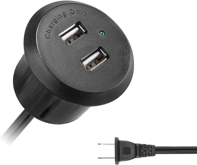 Alt view image 4 of 6 - Desktop Recessed Mount USB Power Hub Desk Power Outlet Charging Center Nightstand Cabinet (2 USB 2.1A 10 ft)