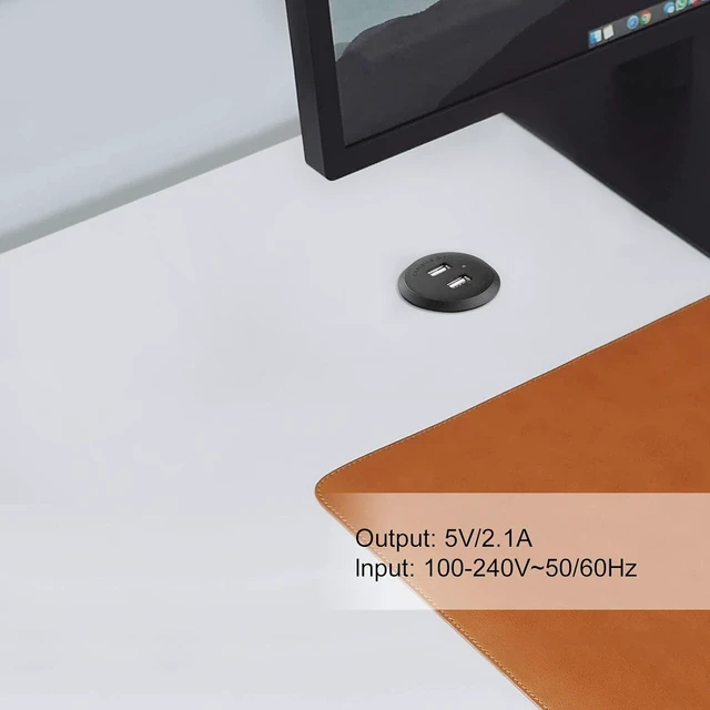 Alt view image 3 of 6 - Desktop Recessed Mount USB Power Hub Desk Power Outlet Charging Center Nightstand Cabinet (2 USB 2.1A 10 ft)