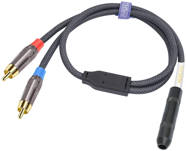 Main image of Male RCA to 1/4 Female Stereo Audio Splitter Cable;6.35mm Female to 2 RCA Male Audio Cable-1Feet
