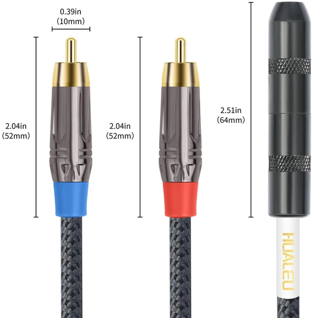Alt view image 4 of 7 - Male RCA to 1/4 Female Stereo Audio Splitter Cable;6.35mm Female to 2 RCA Male Audio Cable-1Feet