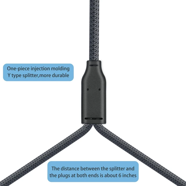 Alt view image 6 of 7 - Male RCA to 1/4 Female Stereo Audio Splitter Cable;6.35mm Female to 2 RCA Male Audio Cable-1Feet