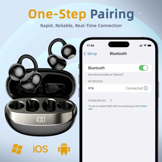 Alt view image 6 of 7 - Wireless Earbuds,Bluetooth Headphones with LED Power Display,50H Playtime,Water-Resistant, Built in Mics Ear Buds,Bluetooth 6.0,Stress Relief Design Earphones