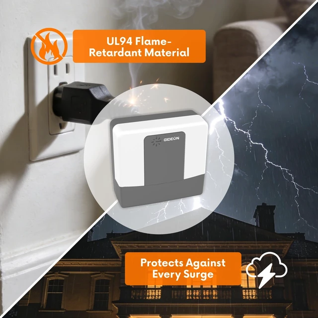 Alt view image 2 of 7 - 2 Outlet Surge Protector, Voltage Protector for Refrigerator, Air Conditioner & Home Appliances, 120V 15A 1800W Wall Plug with LED Indicators, Over & Under Voltage Protection