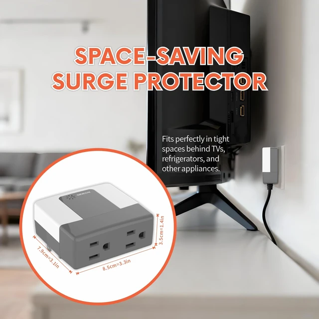 Alt view image 5 of 7 - 2 Outlet Surge Protector, Voltage Protector for Refrigerator, Air Conditioner & Home Appliances, 120V 15A 1800W Wall Plug with LED Indicators, Over & Under Voltage Protection