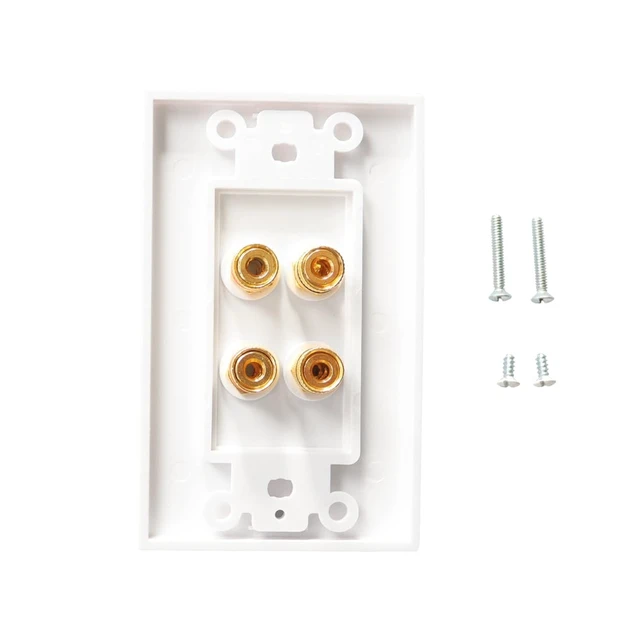 Alt view image 4 of 7 - Speaker Wall Plate Banana Plug Wall Plates Speaker Wire Plate (1, 4-Port) for In-wall Speaker Wire, Surround Sound System, Home Theater Setup, 1 Pack