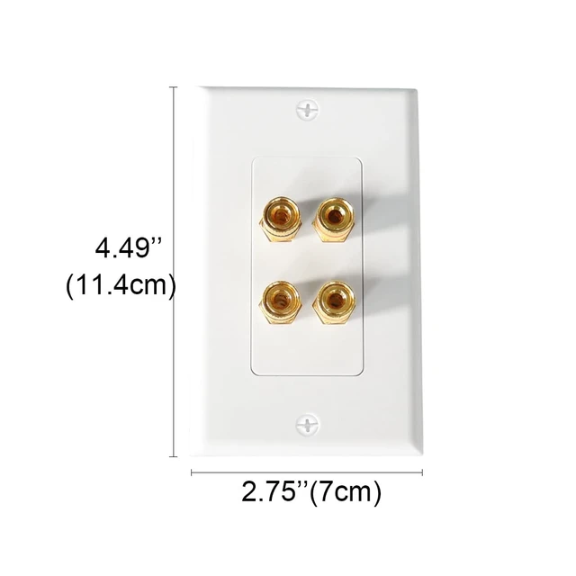 Alt view image 6 of 7 - Speaker Wall Plate Banana Plug Wall Plates Speaker Wire Plate (1, 4-Port) for In-wall Speaker Wire, Surround Sound System, Home Theater Setup, 1 Pack