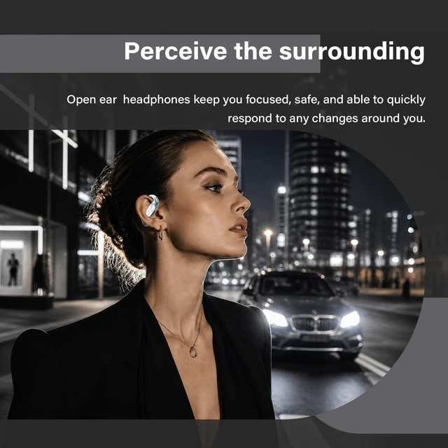 Alt view image 2 of 7 - Open Ear Headphones, Bluetooth 6.0 Wireless Earbuds, Powerful Sound