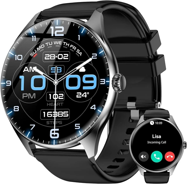Main image of Smart Watches for Men Women, 1.43" AMOLED Display, 7-Day Battery Life, 120+ Sport Modes with Heart Rate Sleep Monitor, Bluetooth Calling, IP68 Waterproof Fitness Watch for iPhone Android (Black)
