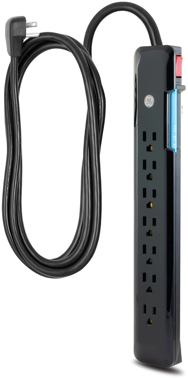 Main image of Sur Protector Power Strip, 4 Ft Extension Cord, 7 Outlet Extender 1080 Joules, Flat Plug, Wall Mount, On Off Switch, UL Safety Certified, Black, 34460