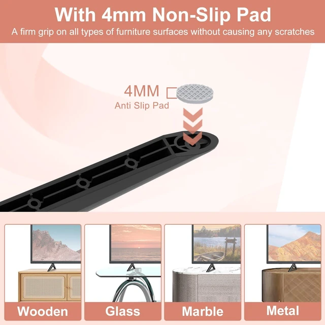 Alt view image 4 of 7 - TV Stand for Hisense TV Legs, Only for Hisense 40" 43" TV 40H5590F 40H4F 40H3F9 40H4030F1 43H4F 43H4030F 43H4030F1 TV Stand with Screws Set, Easy to Install, Black