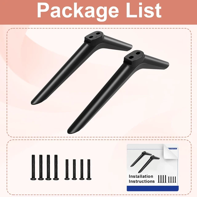 Alt view image 7 of 7 - TV Stand for Hisense TV Legs, Only for Hisense 40" 43" TV 40H5590F 40H4F 40H3F9 40H4030F1 43H4F 43H4030F 43H4030F1 TV Stand with Screws Set, Easy to Install, Black