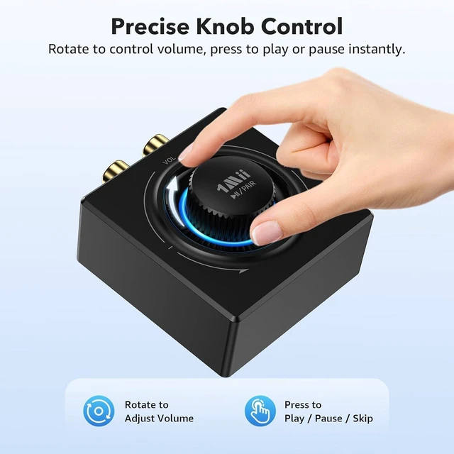 Alt view image 4 of 7 - B06T3 Bluetooth 6.0 Receiver for Home Stereo, RCA & 3.5mm AUX Jack Wireless Audio Adapter with Knob Volume Control, for Wired Speakers, Old Speakers, Home Audio Music Streaming Stereo System