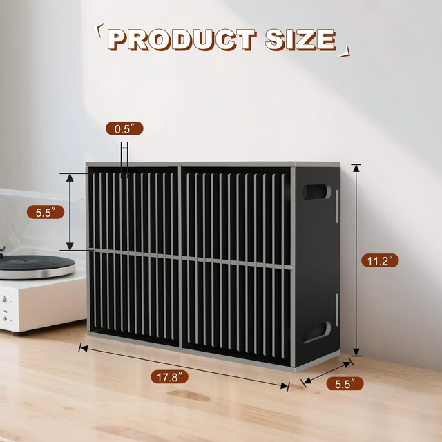 Alt view image 2 of 7 - 52 Slots CD Holder, Wall-Mounted CD Holder Stand Premium CD Storage Rack for Home and Office, Stackable Disc CD Organizer Desk Stand Ideal for Music Enthusiasts Black
