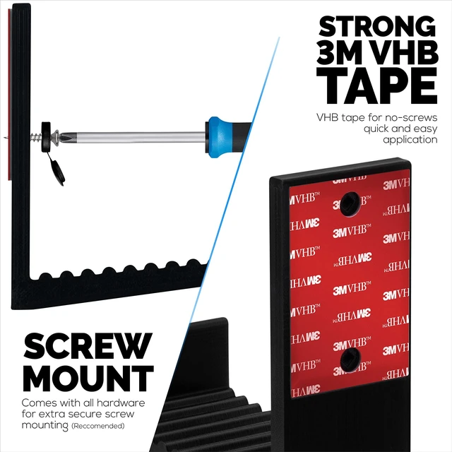Alt view image 3 of 7 - 4.5" Cable Box Wall Mount Hanger Holder, Adhesive & Screw-in, for Routers, Laptops, Modem, Mesh WiFi, Apple TV, Network Switch & More, for Devices Upto 4.5" / 114mm Wide, (Black) by