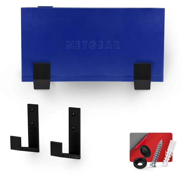 Main image of 2.5" Cable Box Wall Mount Hanger Holder, Adhesive & Screw-in, for Routers, Laptops, Modem, Mesh WiFi, Apple TV, Network Switch & More, for Devices Upto 2.5" / 63mm Wide, (Black) by