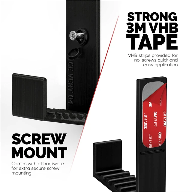 Alt view image 3 of 7 - 2.5" Cable Box Wall Mount Hanger Holder, Adhesive & Screw-in, for Routers, Laptops, Modem, Mesh WiFi, Apple TV, Network Switch & More, for Devices Upto 2.5" / 63mm Wide, (Black) by