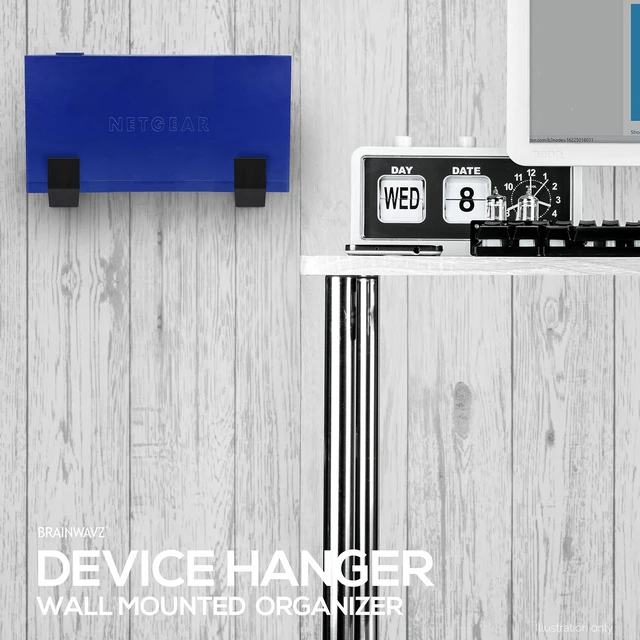 Alt view image 4 of 7 - 2.5" Cable Box Wall Mount Hanger Holder, Adhesive & Screw-in, for Routers, Laptops, Modem, Mesh WiFi, Apple TV, Network Switch & More, for Devices Upto 2.5" / 63mm Wide, (Black) by