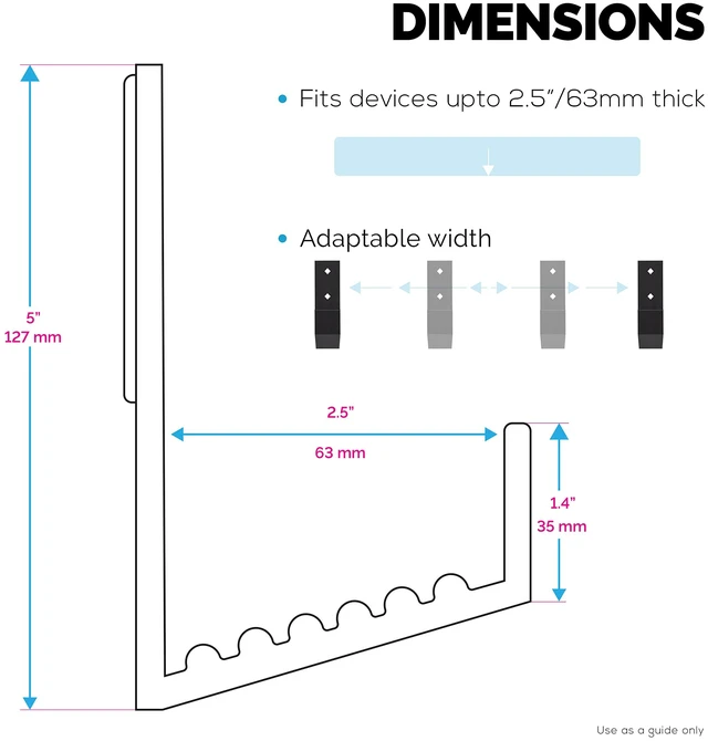 Alt view image 5 of 7 - 2.5" Cable Box Wall Mount Hanger Holder, Adhesive & Screw-in, for Routers, Laptops, Modem, Mesh WiFi, Apple TV, Network Switch & More, for Devices Upto 2.5" / 63mm Wide, (Black) by