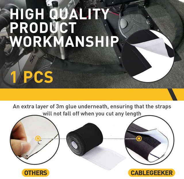 Alt view image 3 of 6 - Neoprene Cable Sleeve - 60" for Trolling Motor Wire Protection & Management, Black & White