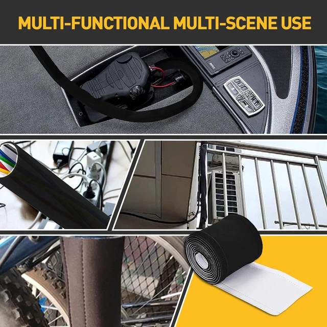 Alt view image 5 of 6 - Neoprene Cable Sleeve - 60" for Trolling Motor Wire Protection & Management, Black & White