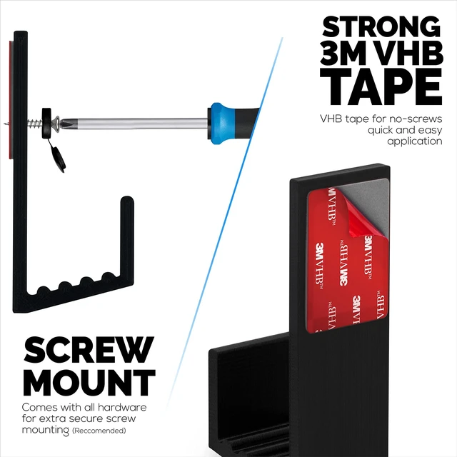 Alt view image 3 of 7 - 1.5" Cable Box Wall Mount Hanger Holder, for Routers, Laptops, Modem, Mesh WiFi, Apple TV, Network Switch & More, for Devices Upto 1.5" / 38mm Wide, Adhesive & Screw-in (Black)