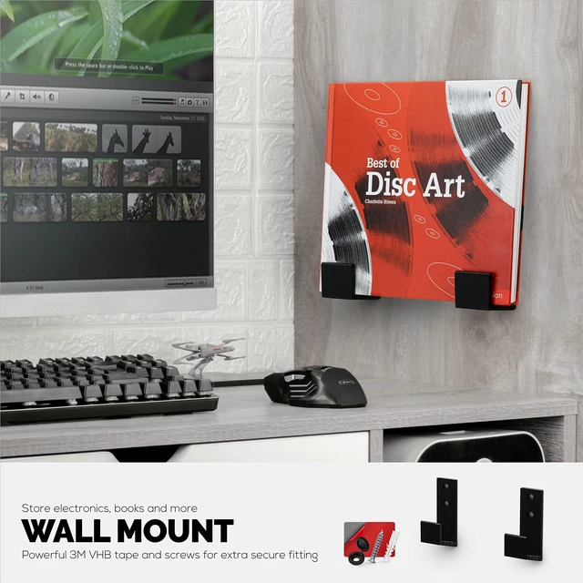 Alt view image 4 of 7 - 1.5" Cable Box Wall Mount Hanger Holder, for Routers, Laptops, Modem, Mesh WiFi, Apple TV, Network Switch & More, for Devices Upto 1.5" / 38mm Wide, Adhesive & Screw-in (Black)