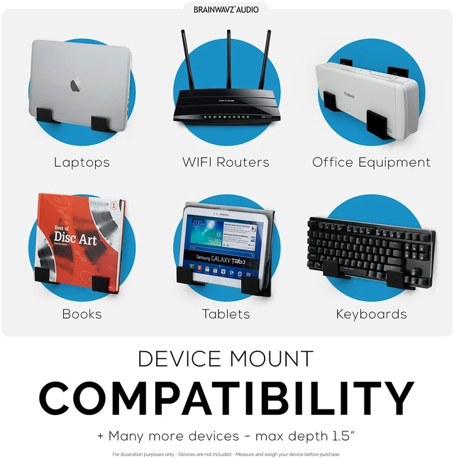 Alt view image 5 of 7 - 1.5" Cable Box Wall Mount Hanger Holder, for Routers, Laptops, Modem, Mesh WiFi, Apple TV, Network Switch & More, for Devices Upto 1.5" / 38mm Wide, Adhesive & Screw-in (Black)