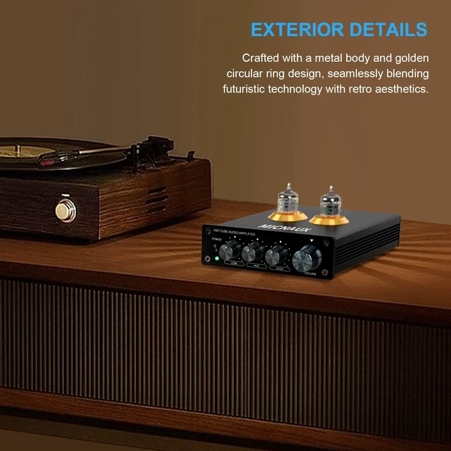Alt view image 2 of 7 - Tube Amplifier 5654W Vacuum Tubes Preamp, HD Stereo Receiver Mini Hi-Fi Power Amp with Volume 3 Band EQ Control for Home Audio Stereo Amplifier Active Speaker