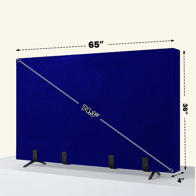 Alt view image 2 of 7 - TV Moving Dust Cover 65", Heavy Felt Cover for MovingTV, Anti-Scratch For 60-65" TV Screen Protector with Bottom Strap,Duty Felt Material for Moving,Home Renovation,Pet Scratch ProtectionBlue