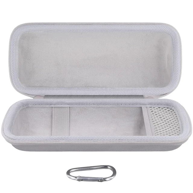 Alt view image 3 of 7 - Hard Travel Case for JBL Grip Compact Bluetooth Speaker, White Portable Protective Storage, Built-In Carabiner, Comfortable Carrying, Smooth Zipper, Soft Inner Lining