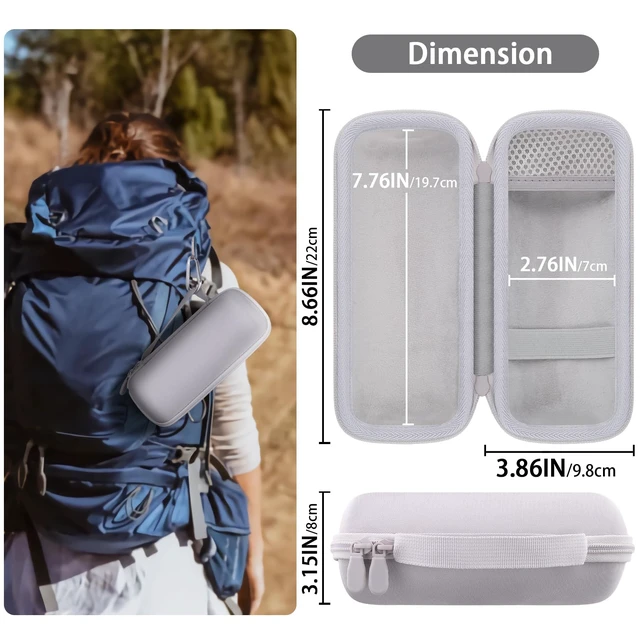 Alt view image 7 of 7 - Hard Travel Case for JBL Grip Compact Bluetooth Speaker, White Portable Protective Storage, Built-In Carabiner, Comfortable Carrying, Smooth Zipper, Soft Inner Lining