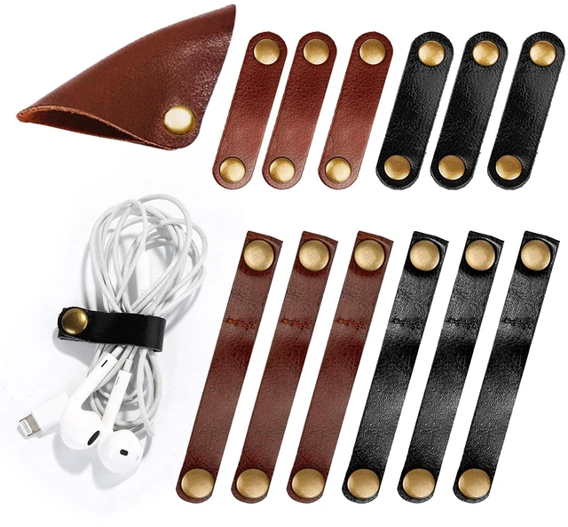 Main image of 13PCS Leather Cord Organizer,3-Sizes Leather Cord Keeper for Travel Genuine Leather Cable Ties,6 Long 6 Short & 1 Square Cable Straps for USB Charging Cable Earphone Wrap,Gifts for Women Men