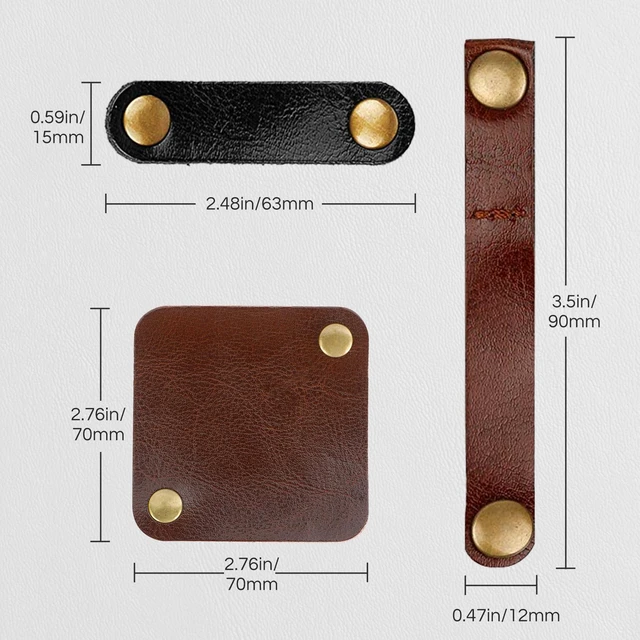 Alt view image 2 of 7 - 13PCS Leather Cord Organizer,3-Sizes Leather Cord Keeper for Travel Genuine Leather Cable Ties,6 Long 6 Short & 1 Square Cable Straps for USB Charging Cable Earphone Wrap,Gifts for Women Men