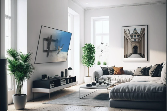 Alt view image 7 of 7 - TE300 Advanced Extend and Tilting TV Wall Mount for 43 - 90 TVs Supports up to 150 lbs Extends up to 6" from Wall Up to 8° Swivel Left or Right Large Open Wall Plate