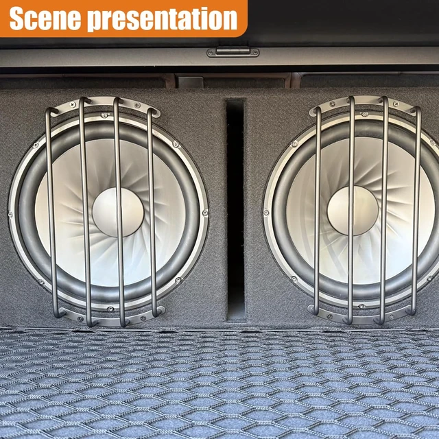 Alt view image 6 of 6 - 2PCS 10 Inch Car Speaker Grill Cover - Metal Bar Grille Car Audio Speaker Subwoofer Grill Cover Protector - Universal 4 Bar Loudspeaker Grille Covers Guard for Most Vehicles (10IN)