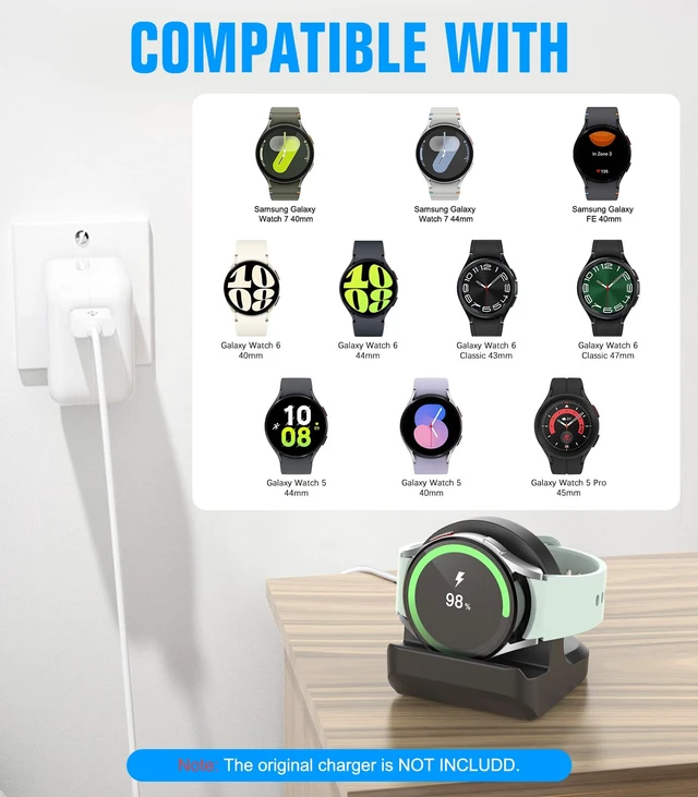 Alt view image 2 of 7 - 2 Pack Charger Stand for Samsung Galaxy Watch 9/8/7/6/5/Ultra 2/1 Silicone Charging Stand, Charger Holder with a Non-Slip Base, Works only with the Original Charger
