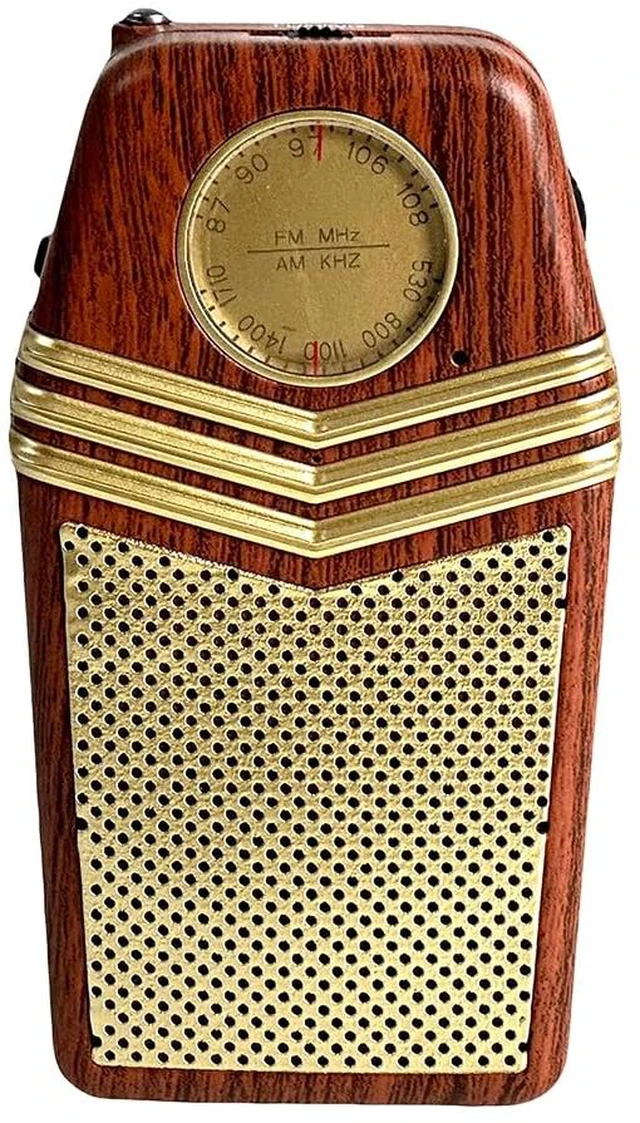 Main image of Retro Portable Transistor Pocket AM FM Radio, RETRO-1958, Wood Telescoping Antenna, High-Fidelity Speaker, Headphone Jack, Battery Operated, Classic 1950s Design