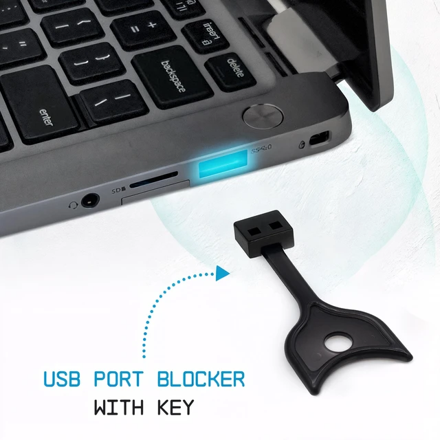 Alt view image 2 of 7 - USB A Port Blockers 10 Pack, Security Locks with Removal Key, Black Keyed USB port security, helps deter unauthorized access and data connections, removable reusable design