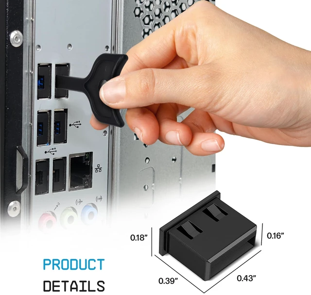 Alt view image 3 of 7 - USB A Port Blockers 10 Pack, Security Locks with Removal Key, Black Keyed USB port security, helps deter unauthorized access and data connections, removable reusable design