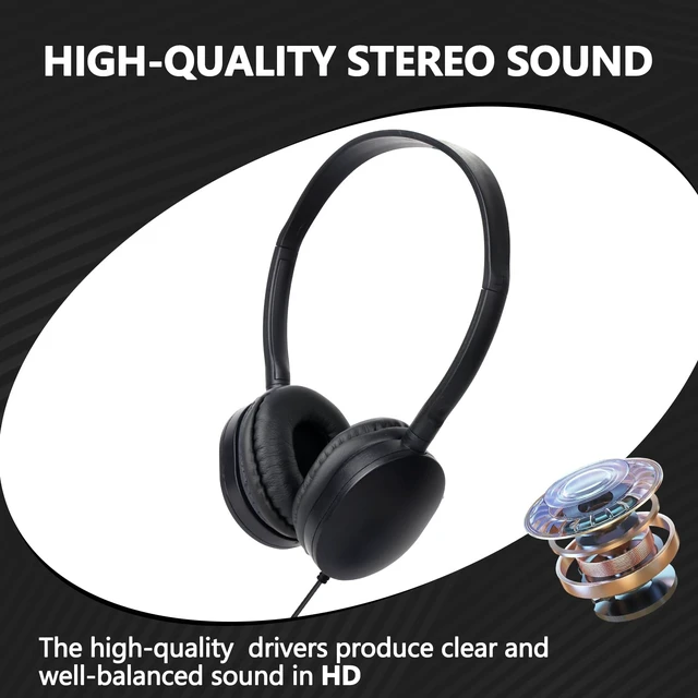 Alt view image 6 of 7 - Classroom Bulk Headphones USB C 20 Pack, Wired On Ear for School USB Type C Kids Headphones for Students Teens Adults, USB-C Plug for Tablet Chromebook Phone Black