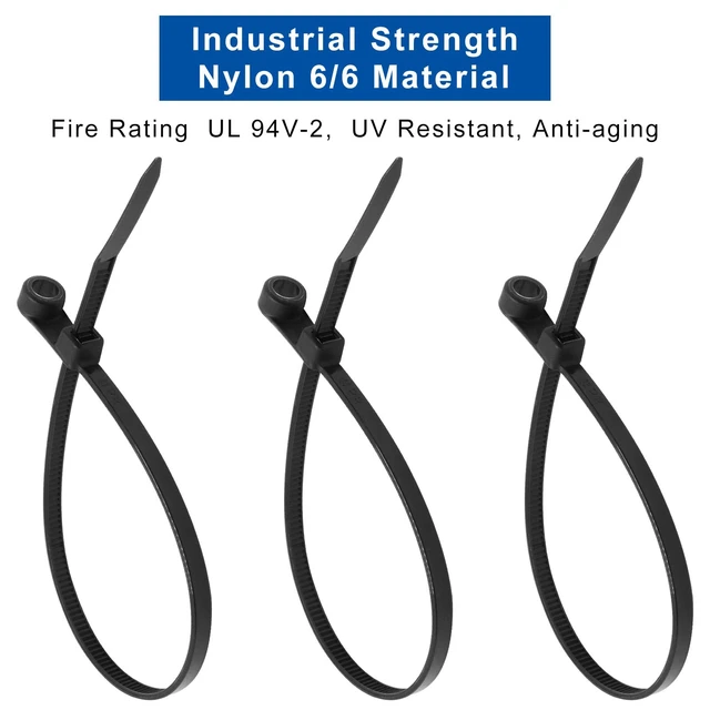 Alt view image 3 of 7 - 300pcs Zip Ties with Screw Hole, 8 inch 48lbs Electrical Cable Ties Straps, Mount Head Plastic Ties Multipurpose Heavy Duty Nylon Zip Tie for Indoor & Outdoor (8", Black)