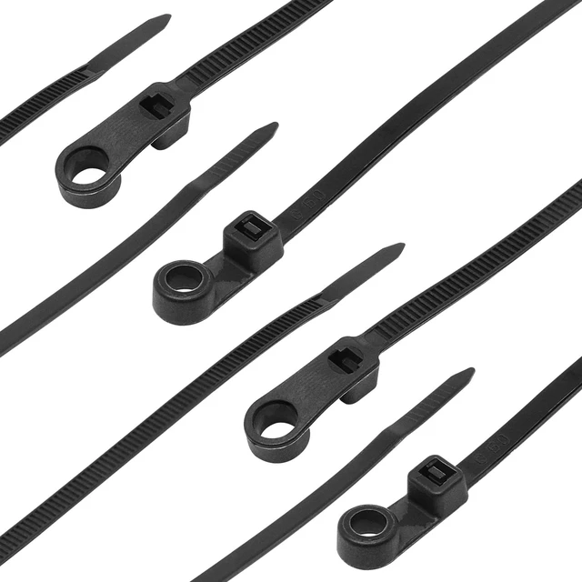 Alt view image 7 of 7 - 300pcs Zip Ties with Screw Hole, 8 inch 48lbs Electrical Cable Ties Straps, Mount Head Plastic Ties Multipurpose Heavy Duty Nylon Zip Tie for Indoor & Outdoor (8", Black)