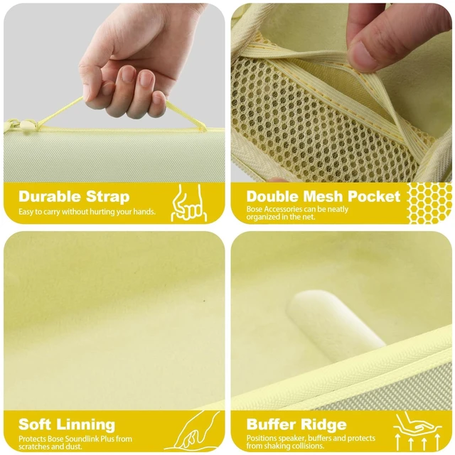 Alt view image 5 of 7 - Hard Case for Bose SoundLink Plus Bluetooth Speaker,Citrus Yellow EVA Hard Shell, Easy Carry Handle, Impact Resistant Protection, Soft Interior Lining, Secure Custom Fit, Protective Case Only