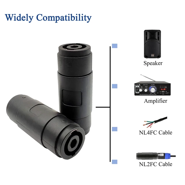 Alt view image 6 of 7 - 4Pin Speakon Female to Female Connector NL4FC Straight Coupler Cable Connector 4pcs