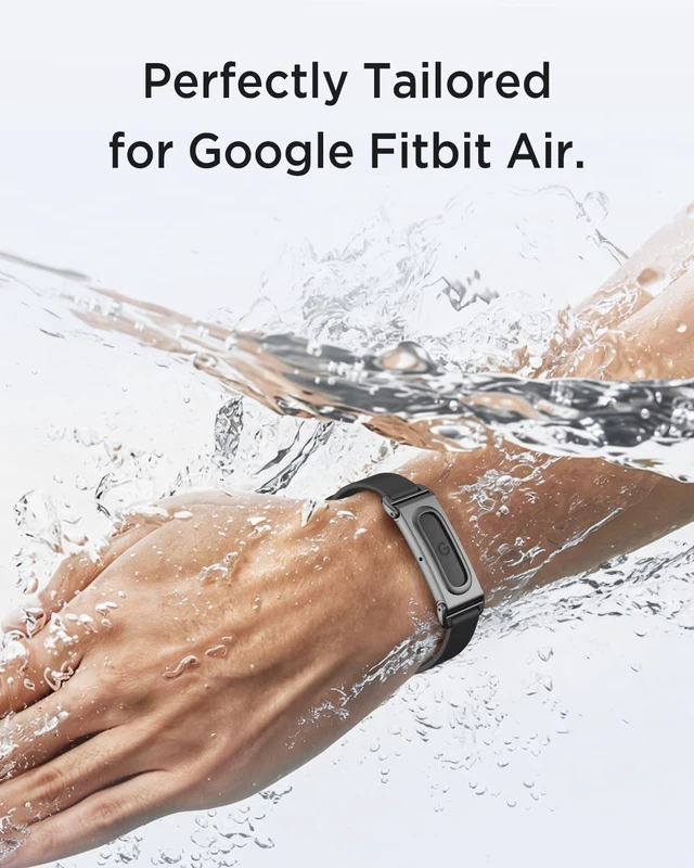 Alt view image 2 of 7 - Miimal Silicone Band for Google Fitbit Air, Soft Rugged Breathable Replacement Case Band, Water & Sweat Resistant Sport Adjustable Strap Metal Bumper Case for Fitbit Air for Women Men