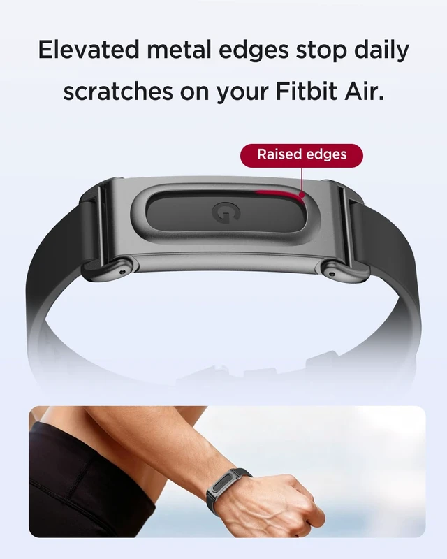 Alt view image 5 of 7 - Miimal Silicone Band for Google Fitbit Air, Soft Rugged Breathable Replacement Case Band, Water & Sweat Resistant Sport Adjustable Strap Metal Bumper Case for Fitbit Air for Women Men