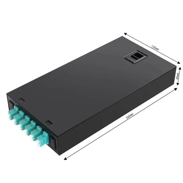 Alt view image 4 of 6 - Wallmount Box Fiber Optic Terminal encloure 12 Strand Duplex LC MM OM3 10G pigtials and 6 pcs Duplex Adaptor Loaded
