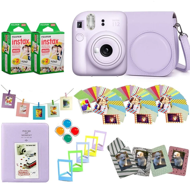 Main image of Instax Mini 12 Instant Camera + Pro Design Accessory Bundle with Protective Case, Magnetic Frames, Album, Frames Design Kit (40 Sheets) (Lilac Purple)