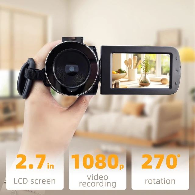 Alt view image 2 of 7 - 4K Video Camcorder, 64MP Digital Vlogging Camera(Black) 3.0" IPS HD Screen, 28X Digital Zoom, 180 Rotation Screen, Colour Night Function, LED Fill Light, External Microphone